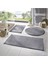 (100 x 70 cm - 60 x 40 cm - 60 x 60 cm Daire) 3'lü Gri Peluş Post Yumuşak Yıkanabilir Banyo Halısı Klozet Takımı 1