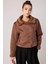Içi Suni Kürklü Süet Crop Biker Ceket 3