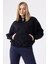 Kadın Siyah Fermuarlı Oversize Sweatshirt 2