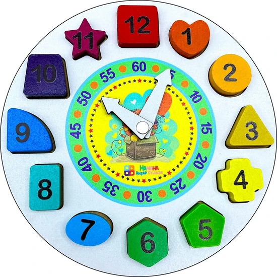 Hamaha Ahşap Eğitici Oyuncak Geometrik Bul Tak Renkli Saat HMH-253