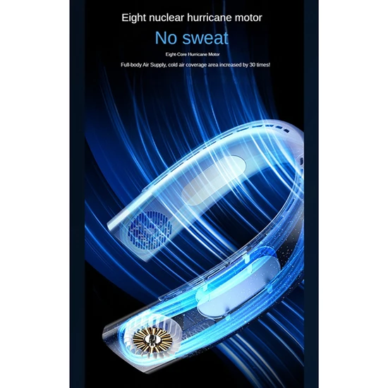 Humble Boyun Fanı Elektrikli Kablosuz Fan USB Şarj Edilebilir Mini Ventilador Soğutma Bladeless Dilsiz Boyun Bandı Fanı, Kraliyet Mavi (Yurt Dışından)