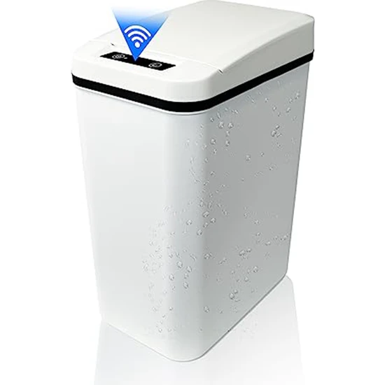 Humble Otomatik Fotoselli Banyo Çöp Kovası Kapaklı Beyaz Ince Dar Plastik Akıllı Hareket Sensörlü Kapaklı Çöp Kovası (Yurt Dışından)