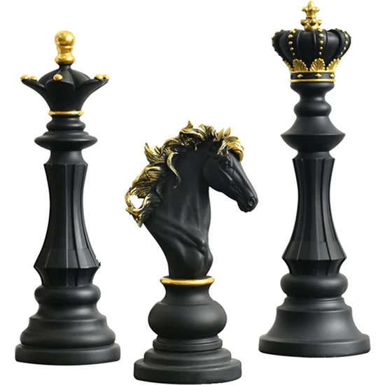 Humble Satranç Reçine Dekor Süs Ofis Figürleri Kraliçe Şövalye Heykeli Koleksiyonu Nesne Heykel Modelleri Satranç Taşları A (Yurt Dışından)