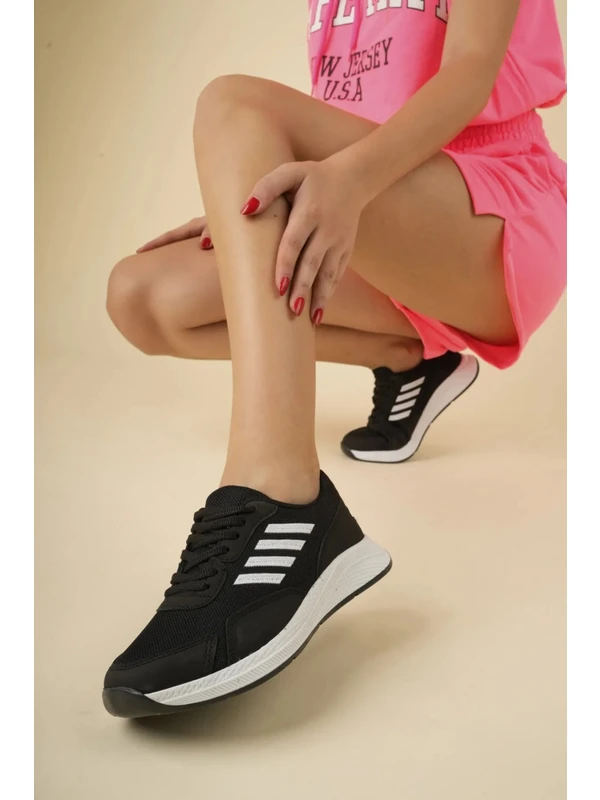Berchill Kadın, Erkek, Unisex Ortopedik Triko Yürüyüş Spor Ayakkabısı, 4 Bant Günlük Sneaker