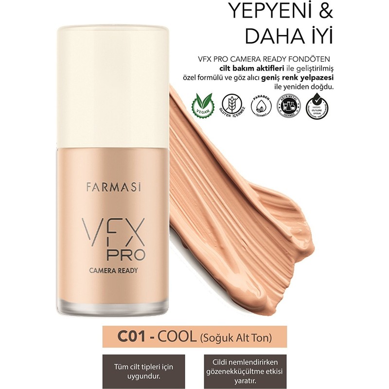 Farmasi Vfx Pro Camera Ready Fondöten C01 30 Ml