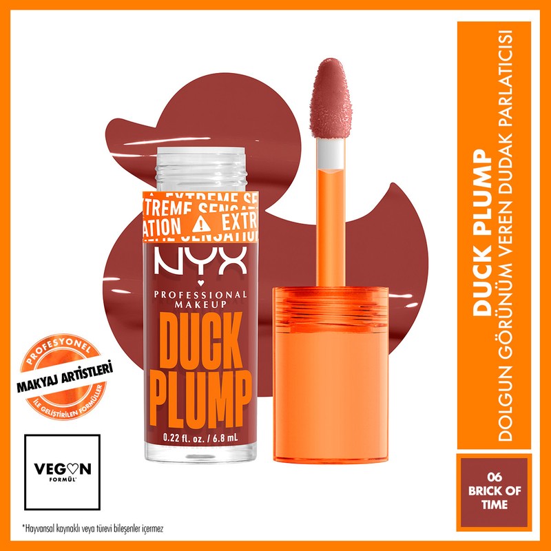 NYX Professional Makeup Duck Plump Dolgun Görünüm Veren Dudak Parlatıcısı - 06 Brick Of Time