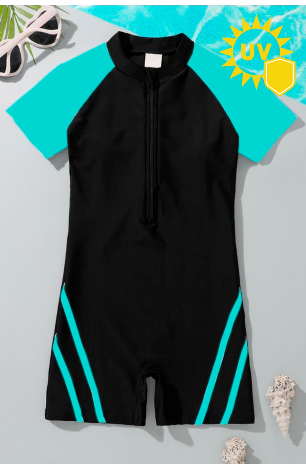 İYİBU Çocuk Uv Korumalı Kısa Kollu Yüzücü Tulum Mayo Havuz ve Deniz Mayosu Kids Swimwear Unisex görsel 3