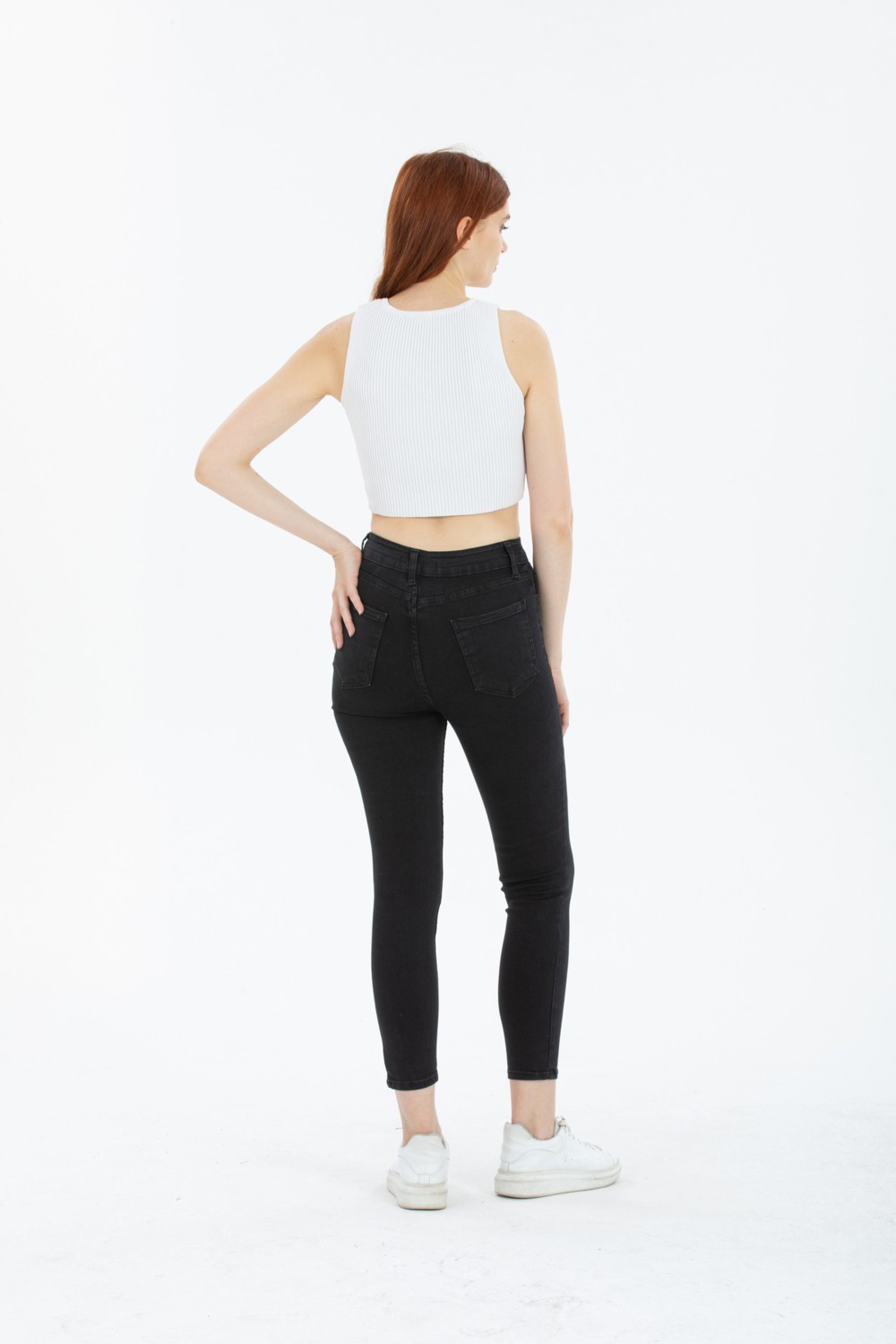 Kot Modası Siyah Skinny Likralı Yüksek Bel Ekstra Esnek Kot Pantolon-Bees Jeans görsel 5