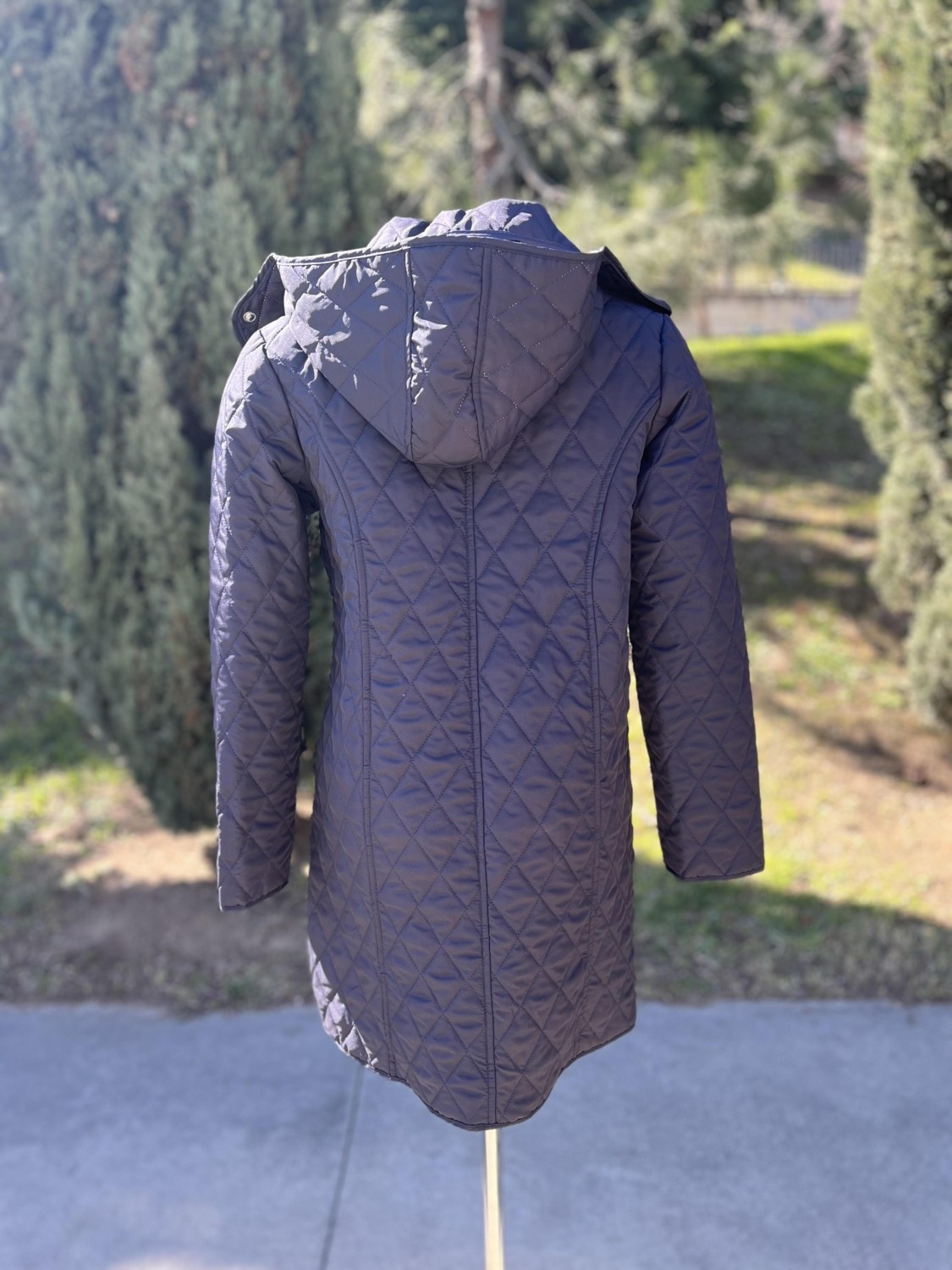 Vetre Kadın Büyük Beden Ekose 95 Cm Mevsimlik Lacivert Kapitone Mont 1040 görsel 2