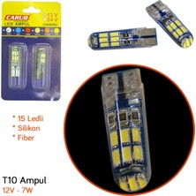 Carub 12V T10 Ampul 15 LED 7W Smd Silikon Fiber Canbus Beyaz BR0405543