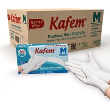 Kafem Beyaz Nitril Eldiven Pudrasız M 100'lü x 20 Paket Koli