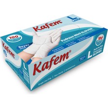 Kafem Beyaz Nitril Eldiven Pudrasız L 100'lü x 5 Paket
