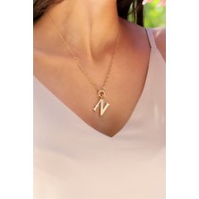 By Milo Jewellery 14 Ayar Altın N Harf Kolye