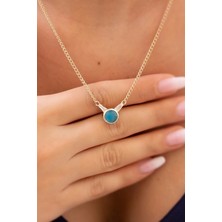 By Milo Jewellery 14 Ayar Altın Mavi Taşlı Tasarım Kolye