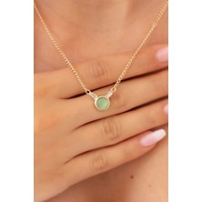 By Milo Jewellery 14 Ayar Altın Yeşil Taşlı Tasarım Kolye
