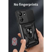 Case 4u Infinix Hot 30I Kılıf Kamera Korumalı Sürgülü Vega Yüzüklü Armor Military Tank Zırh Siyah