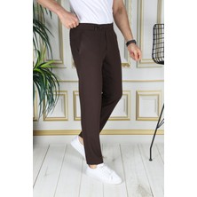 Bürke Erkek Kahve Renk Italyan Kesim Slimfit Kumaş Pantolon