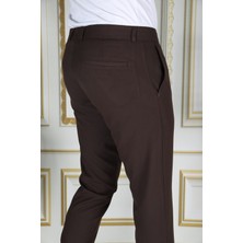 Bürke Erkek Kahve Renk Italyan Kesim Slimfit Kumaş Pantolon
