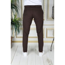 Bürke Erkek Kahve Renk Italyan Kesim Slimfit Kumaş Pantolon