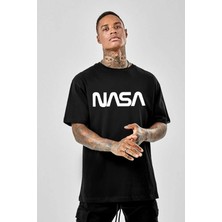 Medinenur Unisex Nasa Baskılı Siyah Tshirt