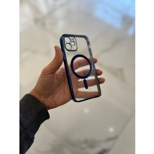 Eaksesuarnet Apple iPhone 12 Pro Magsafe Lazer Silikon Renkli Şeritli Telefon Kılıfı Kamera Lensi Açık