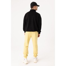 Gothamvibes Erkek Siyah Dik Yaka Fermuarlı Oversize Sweatshirt