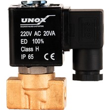 Unox 220Vac Genel Maksat Normalde Kapalı Solenoid Valf 1/4" (0-16 BAR)