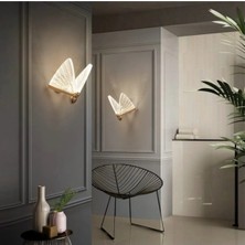 Buiva Elegance Modern Kelebek Tasarım Duvar LED Aplik Rose Gold Sarı Harika Görse