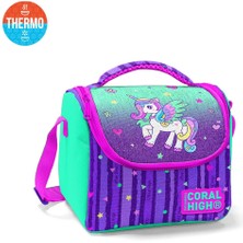 Coral High Thermo Beslenme Çantası Mor Su Yeşili Unicorn Desenli