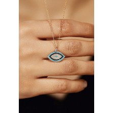 Roza Silver Mix Taşlı Rose Nazarlı Göz Model Gümüş Kolye
