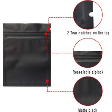 Humble 200 Paket Koku Geçirmez Çanta - 3 x 4 Inç Açılıp Kapanabilir Mylar Çanta Folyo Kese Çanta Düz Fermuar Kapatma Çanta Mat Siyah (Yurt Dışından)