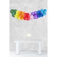 Pekshop Gökkuşağı Konsept Balon Zinciri Gökkuşağı Tema Parti Balon Seti 47 Parça