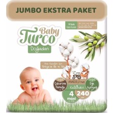 Baby Turco Aby Turco Bebek Bezi Doğadan Beden:4 (8-14 Kg) Maxi 240 Adet Eko Bonus Paket