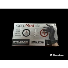 Core Med Siyah Nitril Pudrasız + Plus Eldiven Large ( Ekstra Kalın 5 Gram ) 50 ADET