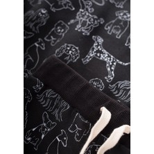Cigit Sevimli Köpekler Baskılı Sweatshirt Takım Siyah