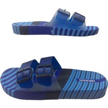 Gezer Erkek Lacivert-Mavi Çift Tokalı Kaymaz Taban Günlük Yürüyüş Terlik GZRR36-633