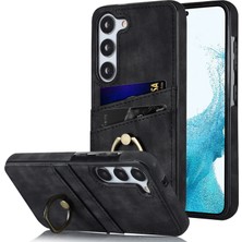 Cool-M Samsung Galaxy S24+ Anti-Drop Pu Deri Kaplamalı Tpu Kabuğu Dönen Yüzük Kickstand (Yurt Dışından)