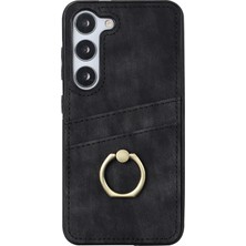 Cool-M Samsung Galaxy S24+ Anti-Drop Pu Deri Kaplamalı Tpu Kabuğu Dönen Yüzük Kickstand (Yurt Dışından)