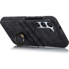 Cool-M Samsung Galaxy S24+ Anti-Drop Pu Deri Kaplamalı Tpu Kabuğu Dönen Yüzük Kickstand (Yurt Dışından)