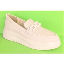 Bags Shoes White Angel 001122-016 Kadın Yüksek Taban Tokalı Loafer Ayakkabı