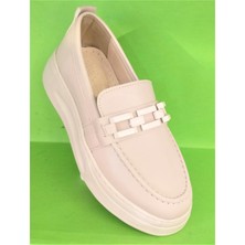 Bags Shoes White Angel 001122-016 Kadın Yüksek Taban Tokalı Loafer Ayakkabı