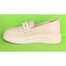 Bags Shoes White Angel 001122-016 Kadın Yüksek Taban Tokalı Loafer Ayakkabı