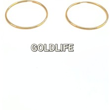 Goldlife 14 Ayar Altın Büyük Halka Daire Altın Küpe