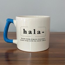 Mor Mürekkep Hala Baskılı Mavi Kulplu D Kupa