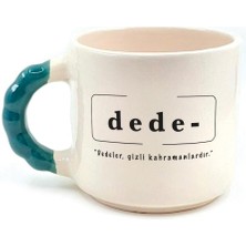 Mor Mürekkep Dede Baskılı Yeşil Kulplu Boncuk Kupa