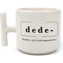 Mor Mürekkep Dede Baskılı Beyaz Kulplu T Kupa