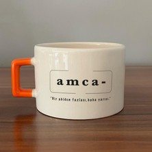 Mor Mürekkep Amca Baskılı Turuncu Kulplu C Fincan