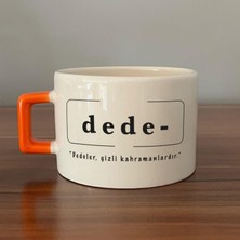 Mor Mürekkep Dede Baskılı Turuncu Kulplu C Fincan