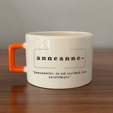 Mor Mürekkep Anneanne Baskılı Turuncu Kulplu C Fincan