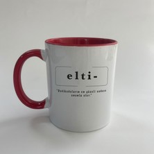 Mor Mürekkep Elti Baskılı Kırmızı Mega Kupa